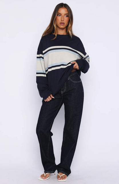 Too Cool For You Oversized Long Sleeve Tee Navy