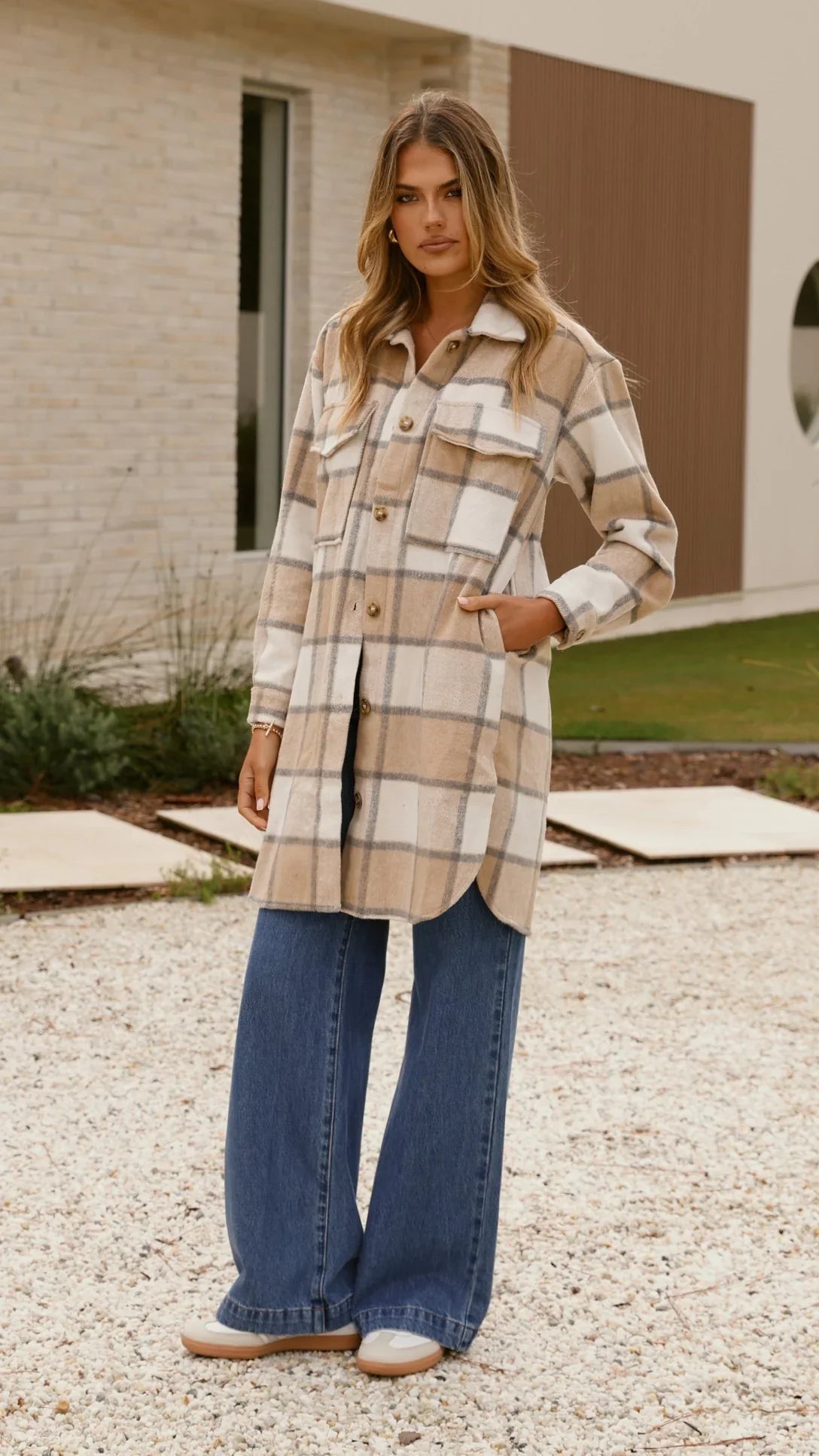 Saskia Jacket Beige Cream Check