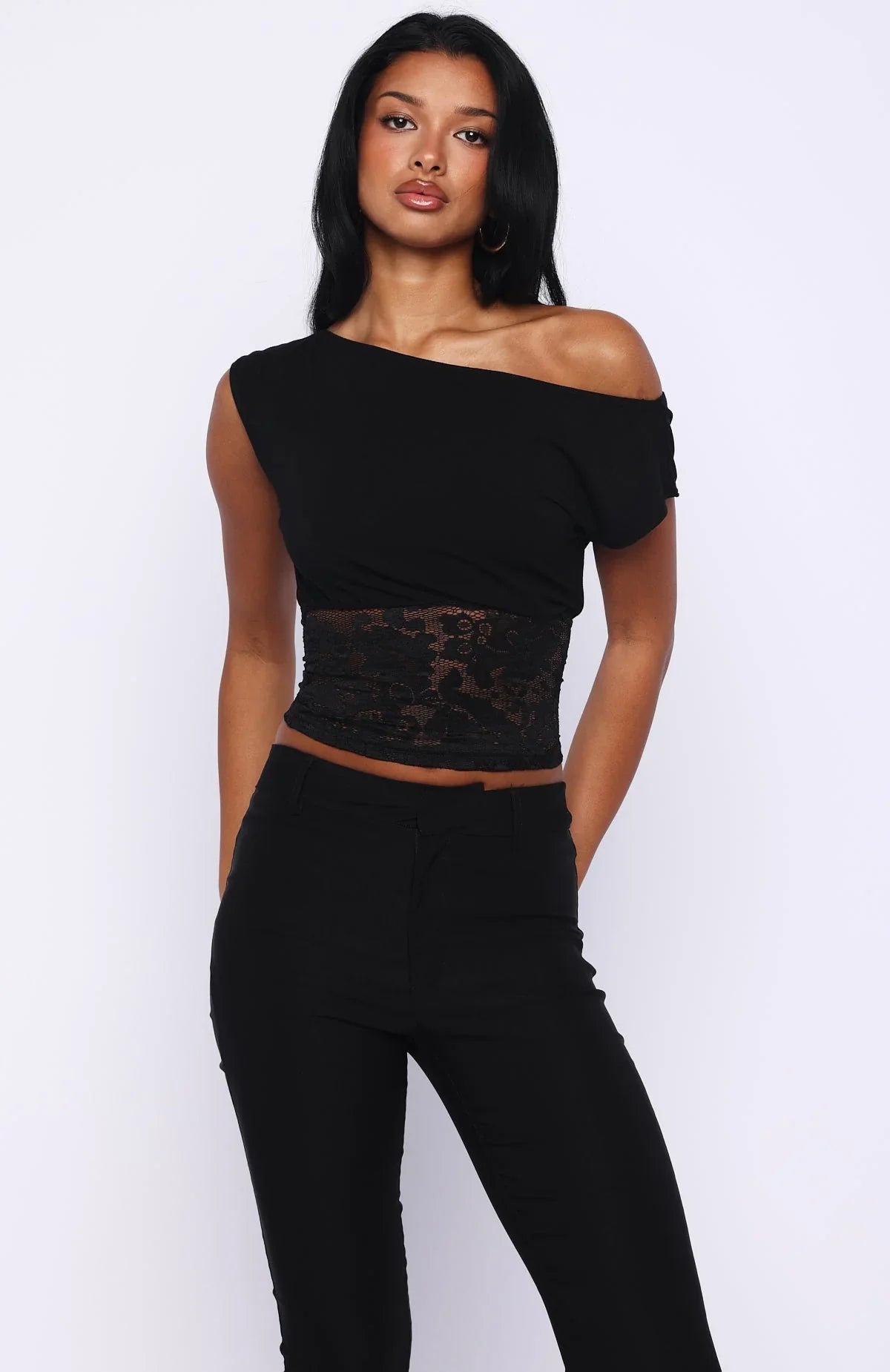 Mesmerised Eyes Off Shoulder Top Black