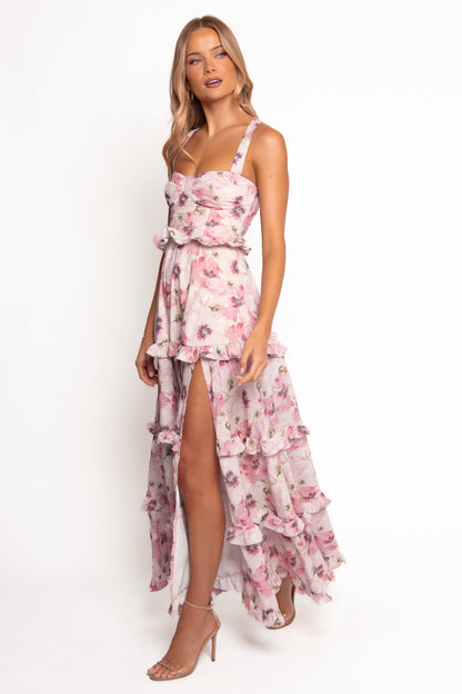Lillee Tiered Maxi Dress Pink Bloom