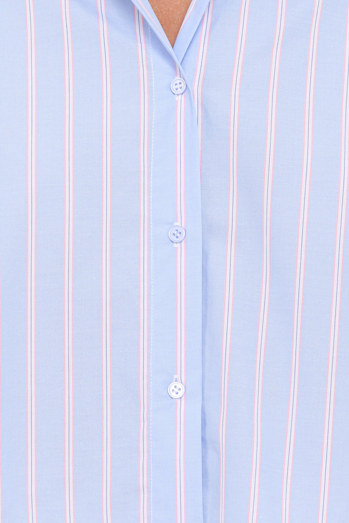 Zella Puff Sleeve Button Up Shirt Blue White Stripe