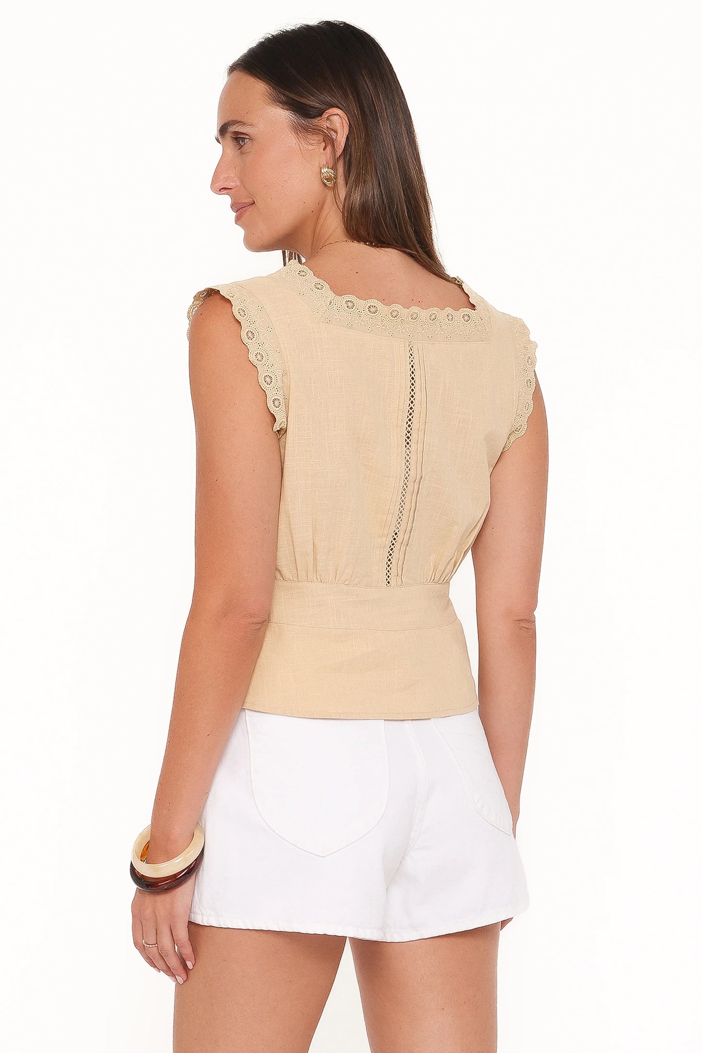 Luke Button Top Khaki