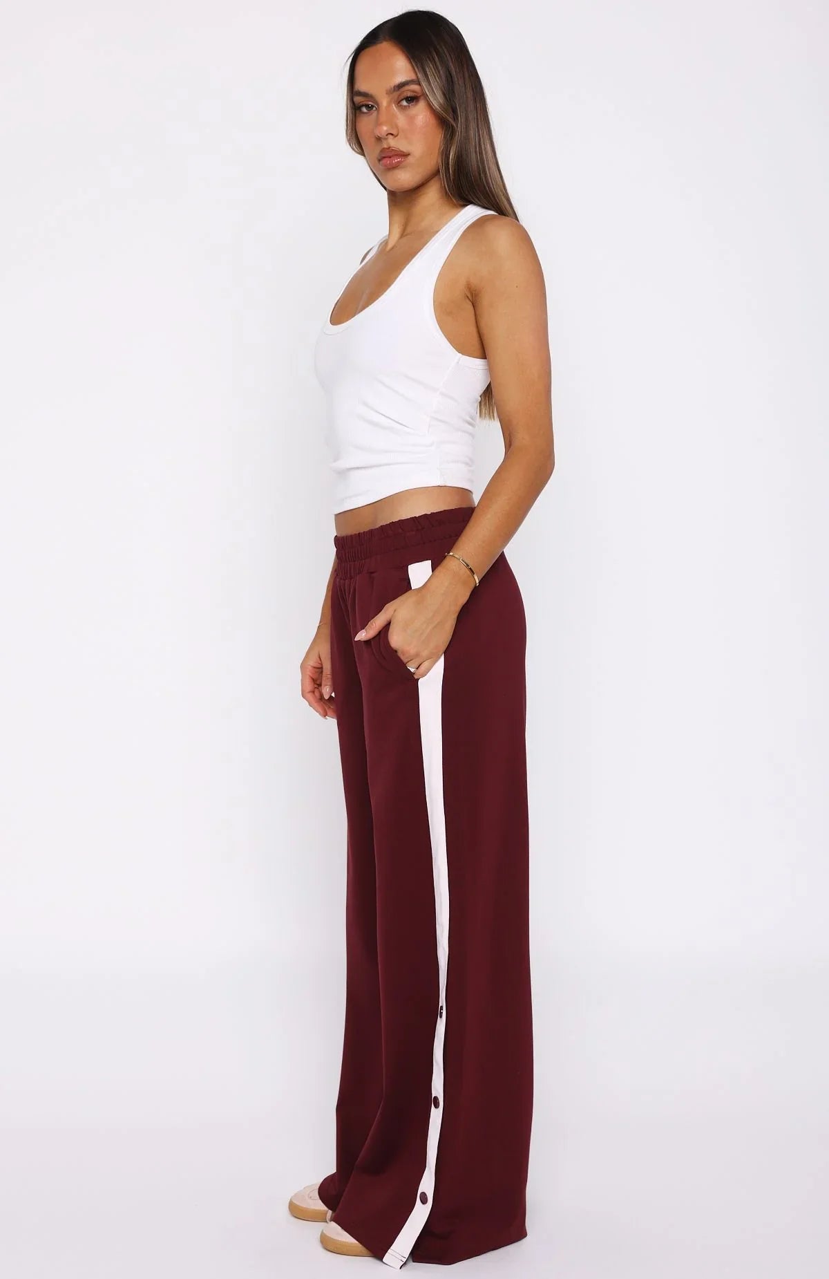 Our Bridges Burned Wide Leg Pants Burgundy