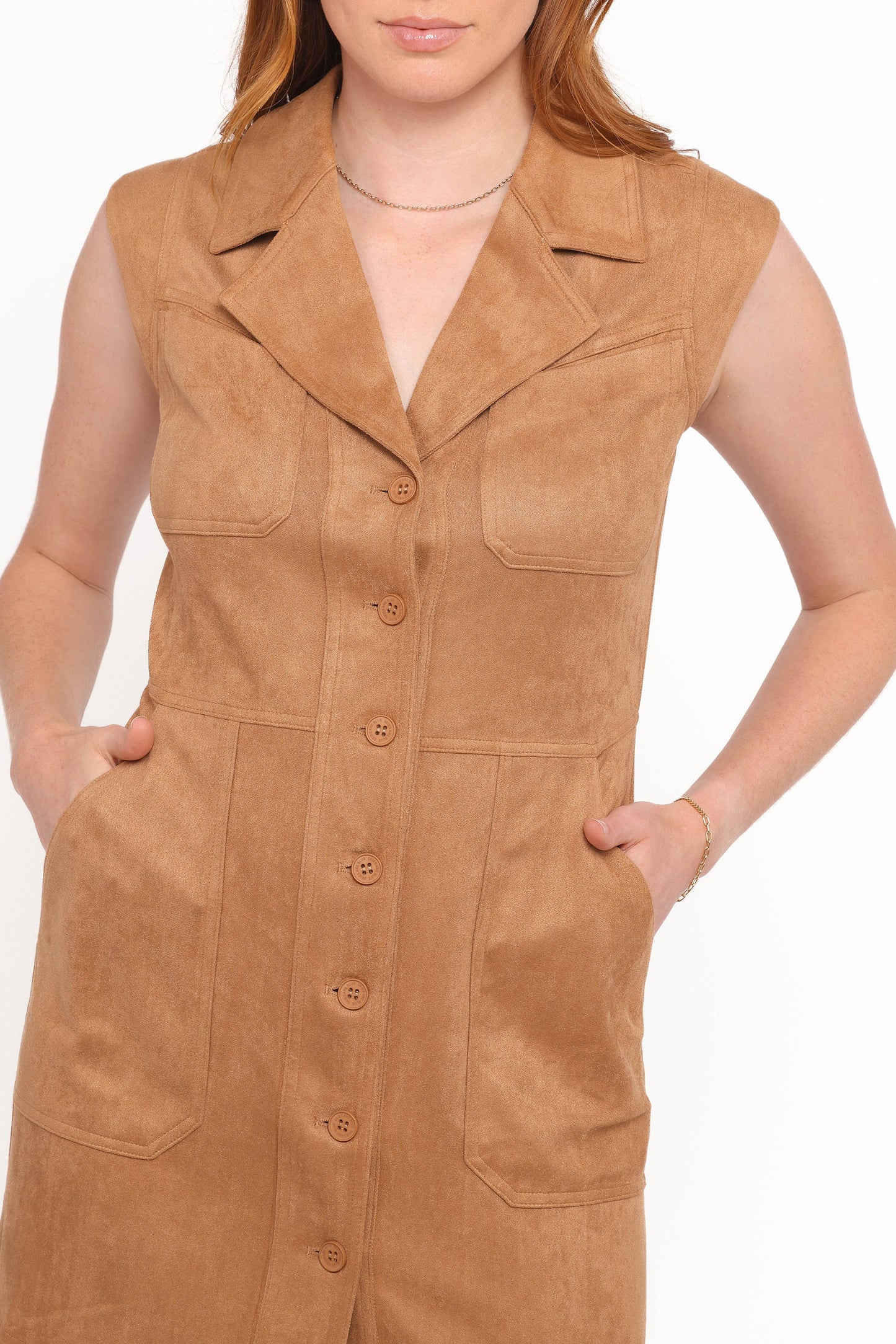 Xoey Suede Mini Dress Camel