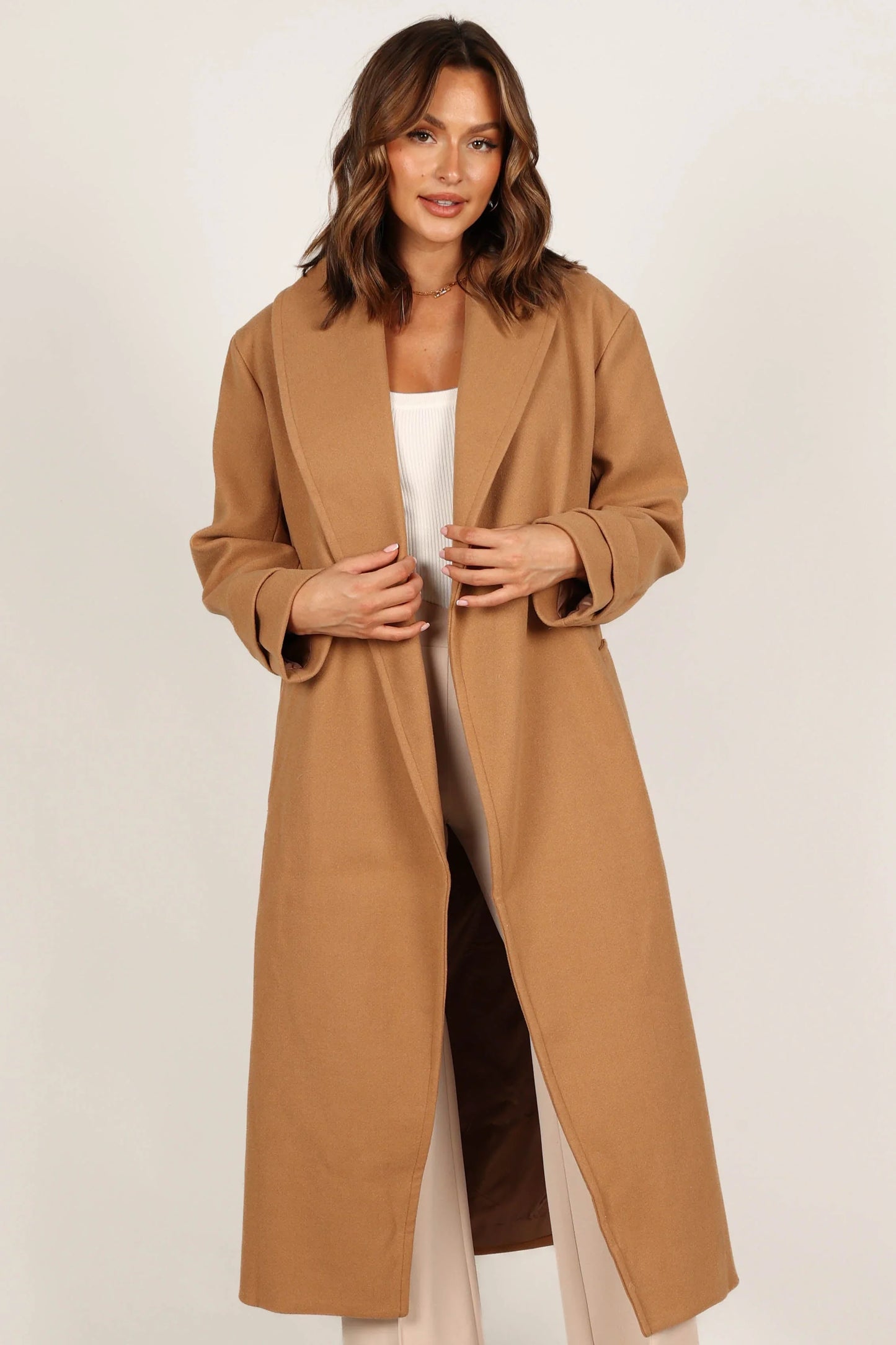 Emersyn Tie Front Coat Camel