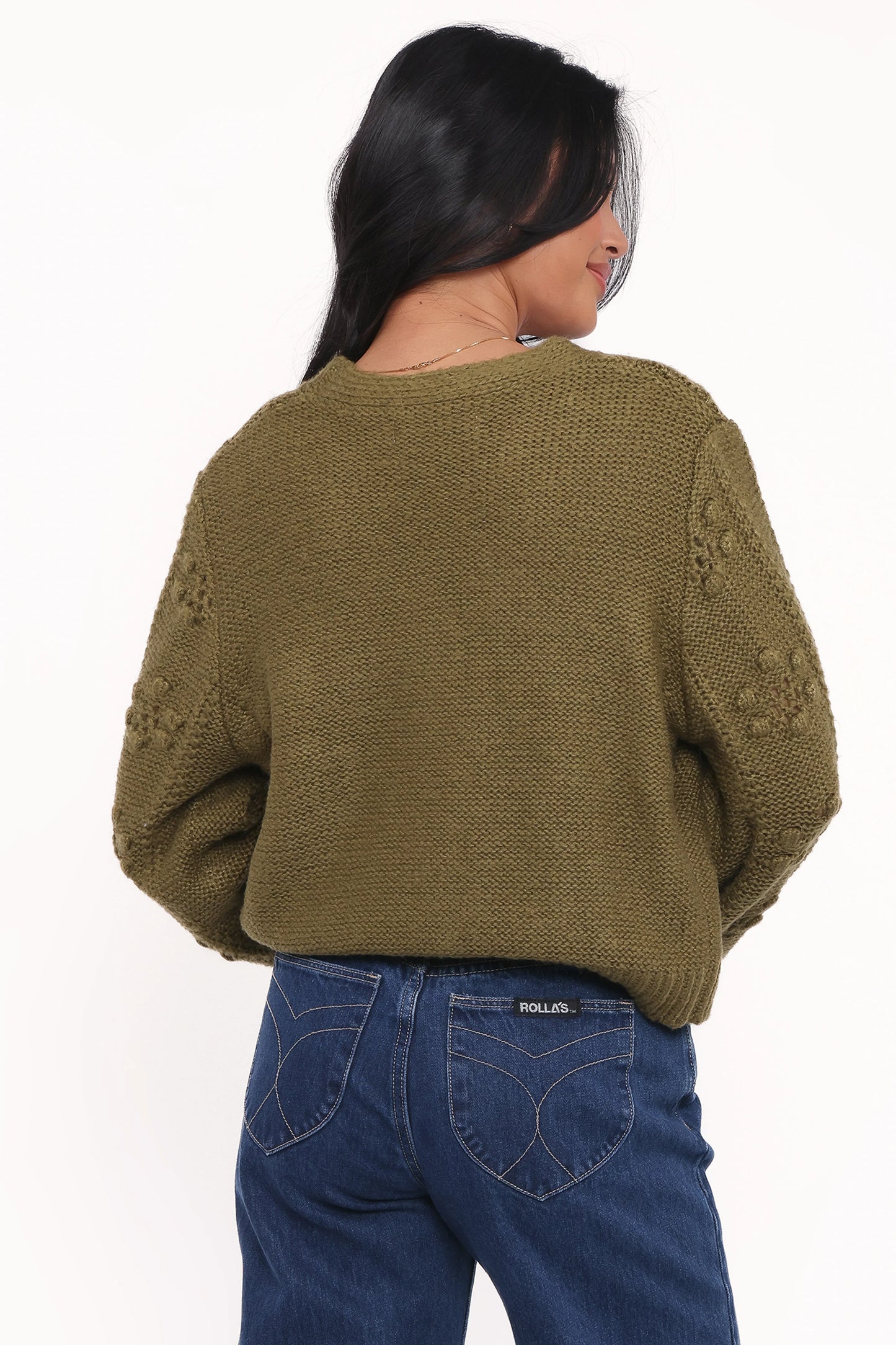 Melody Textured Button Up Cardigan Olive