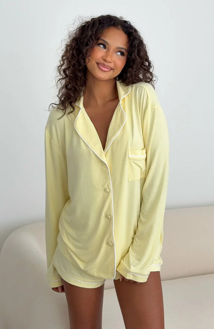 Airplane Mode Modal Pyjama Top Lemon