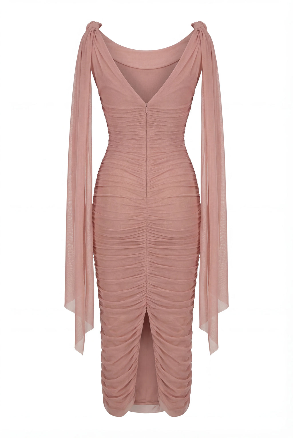 Midi Dress in Italian Mesh with Draping