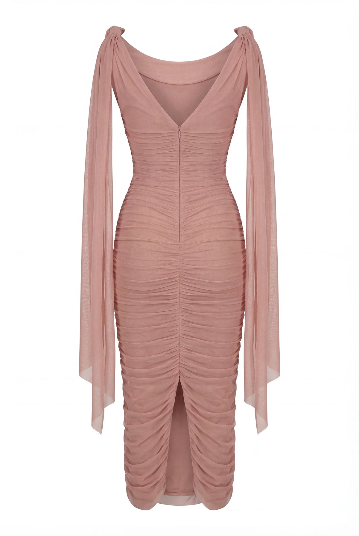 Midi Dress in Italian Mesh with Draping