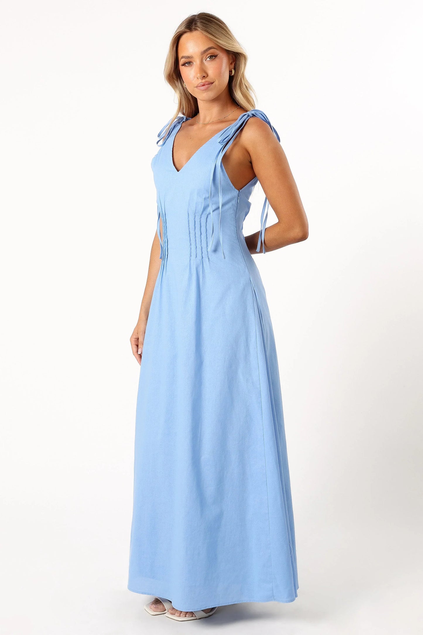 Lainey Tie Maxi Dress Blue