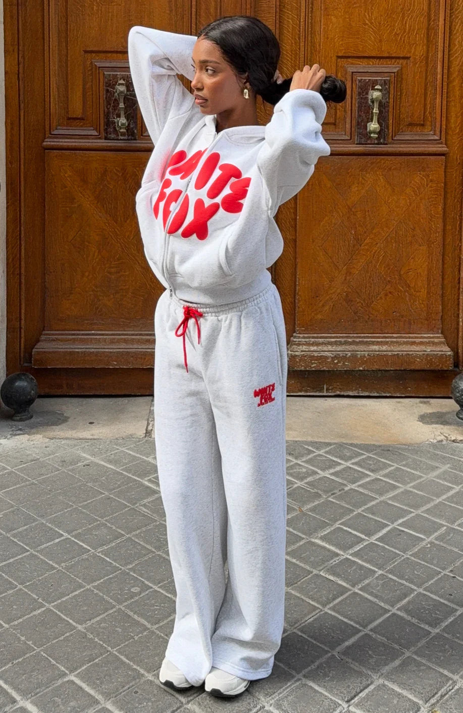 Club 14 Allie Wide Leg Sweatpants Grey Marle