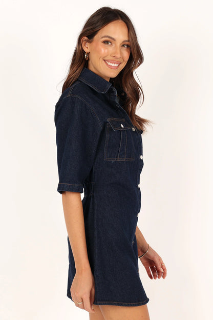 Hailey Denim Mini Dress Dark Denim