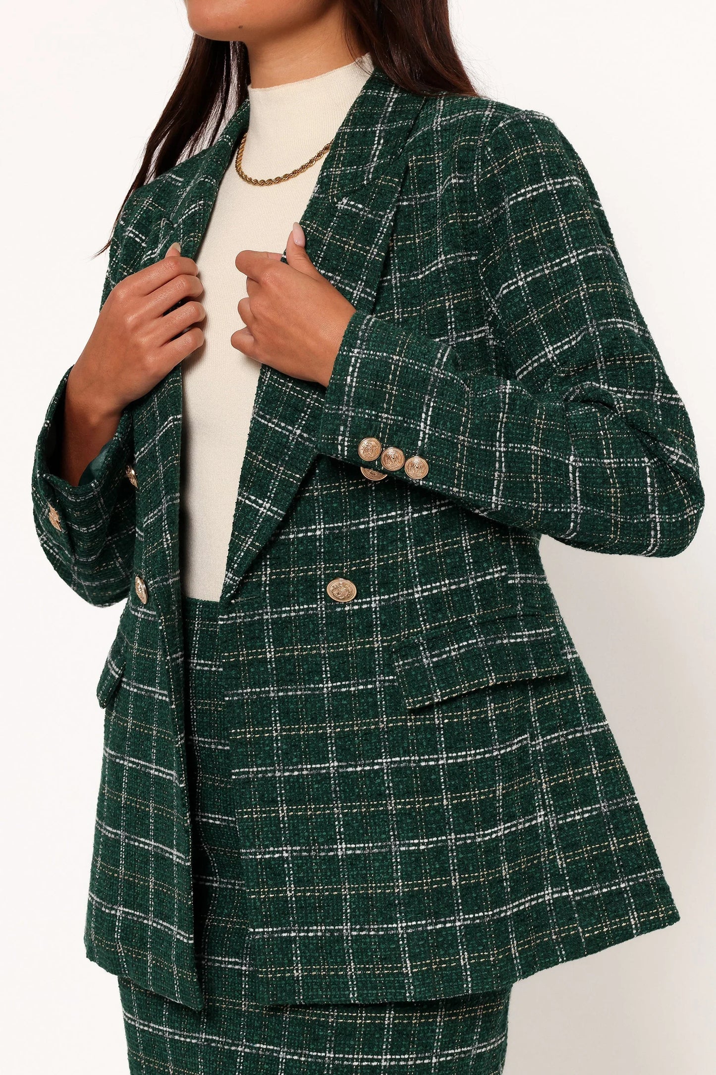 Jules Twill Plaid Blazer Green