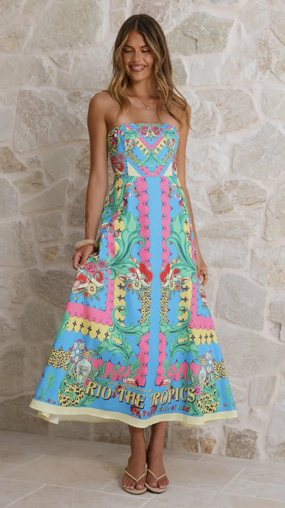 Azure Maxi Dress Tropical Rio