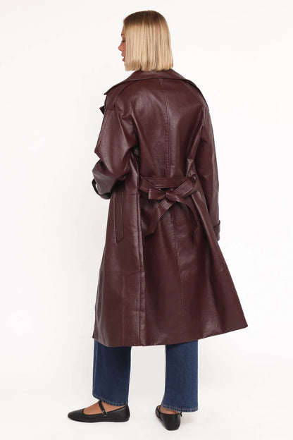 Vita Faux Leather Jacket Burgundy
