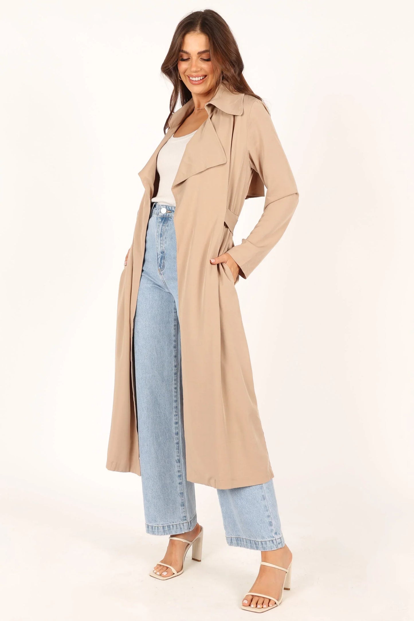 Robyn Tie Front Trench Coat Beige