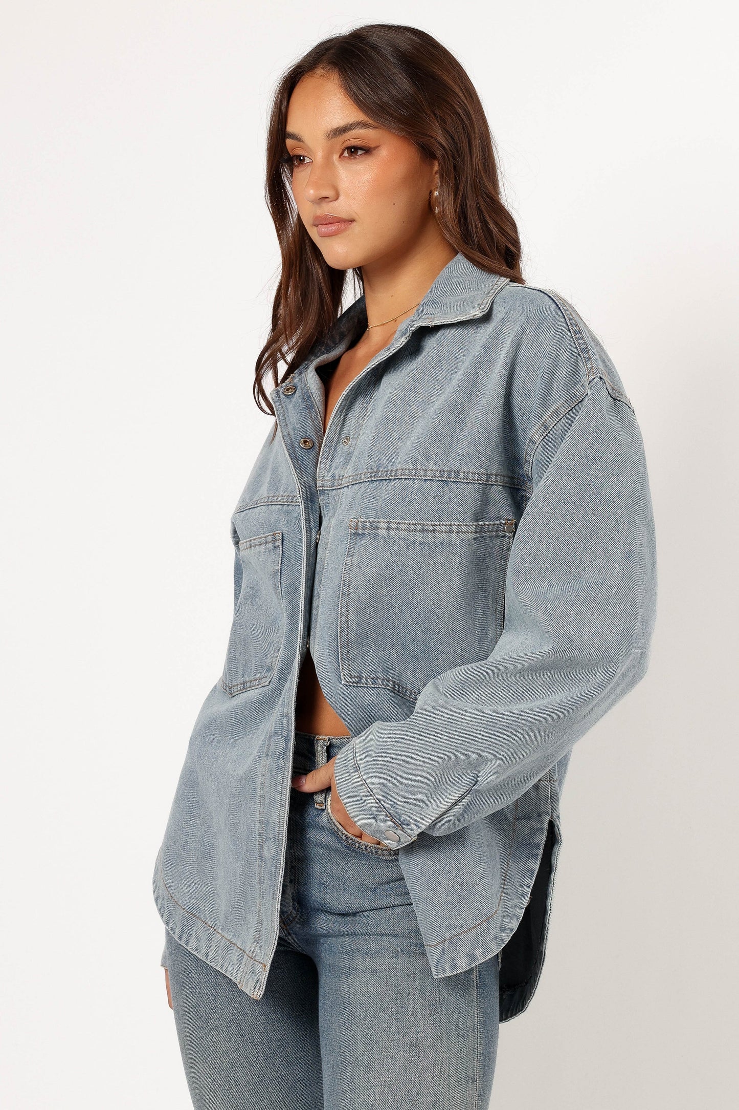 Cassie Oversized Denim Shacket Blue