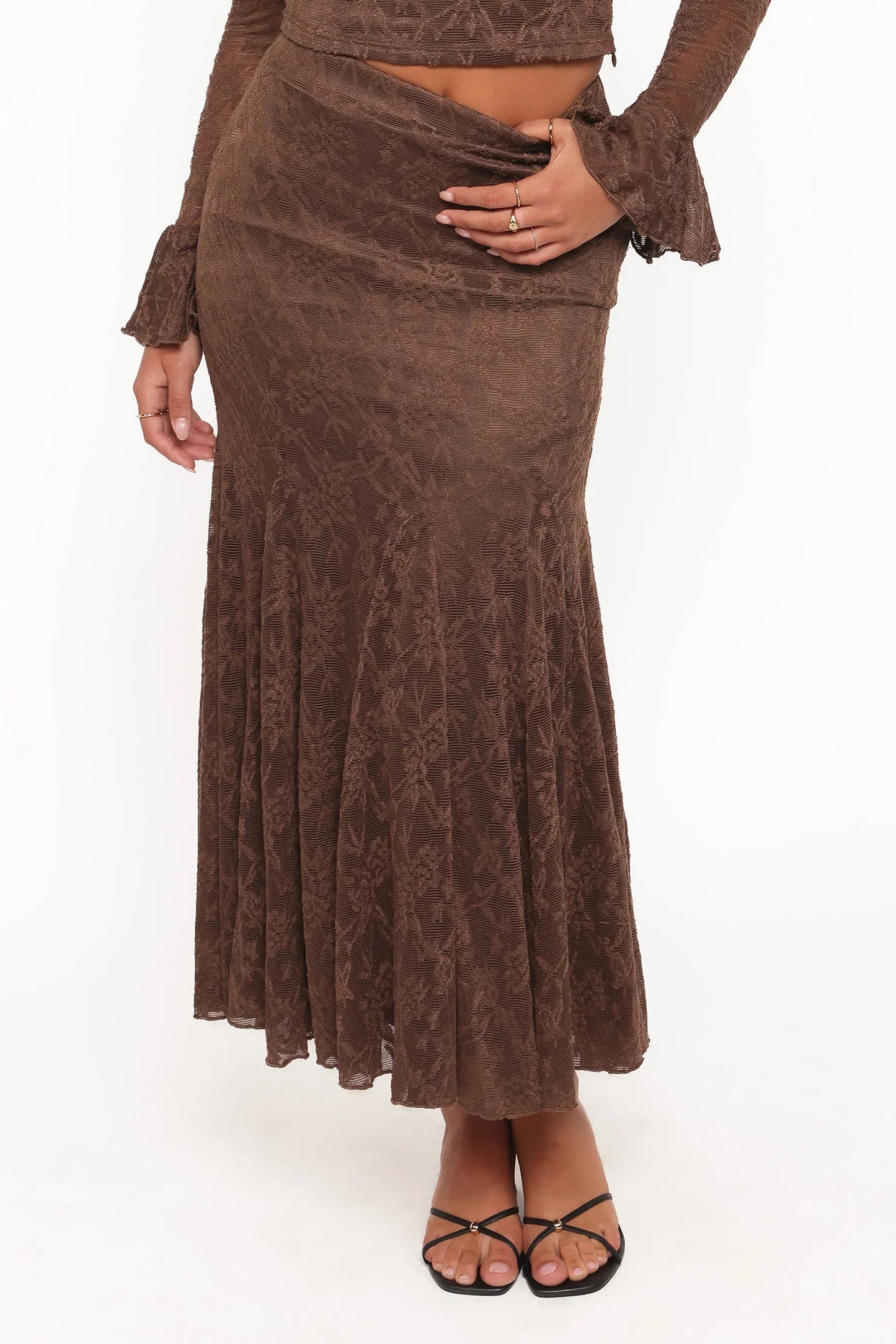 Bromley Lace Skirt Set Brown