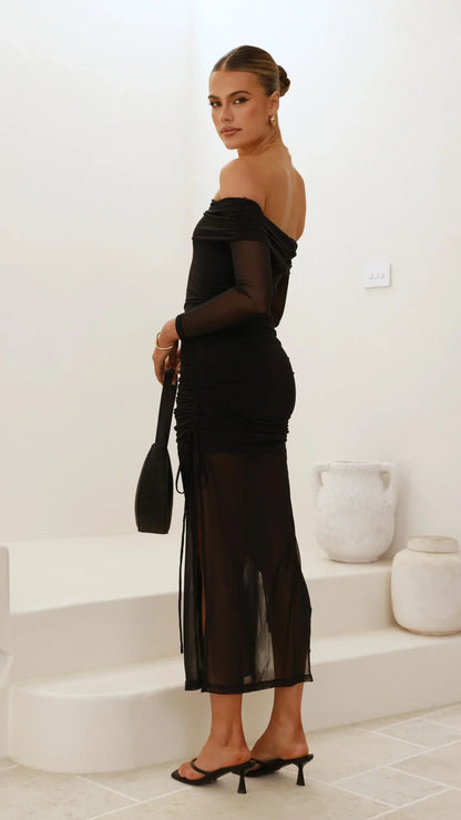 Isadora Off Shoulder Maxi Dress Black