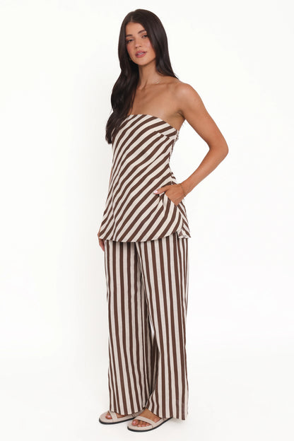 Kim Pant Set Brown Stripe