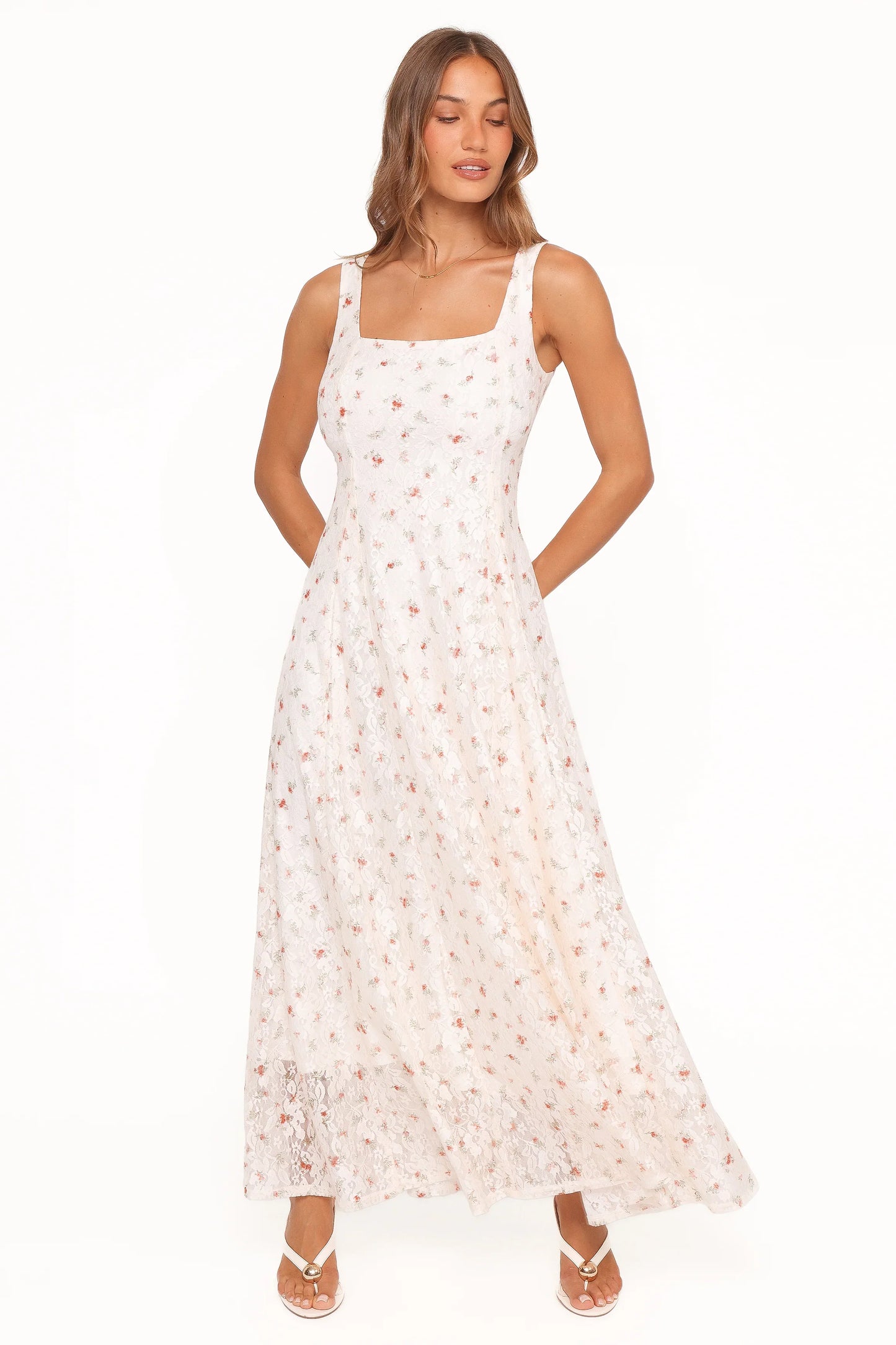 Valley Maxi Dress White Floral Lace