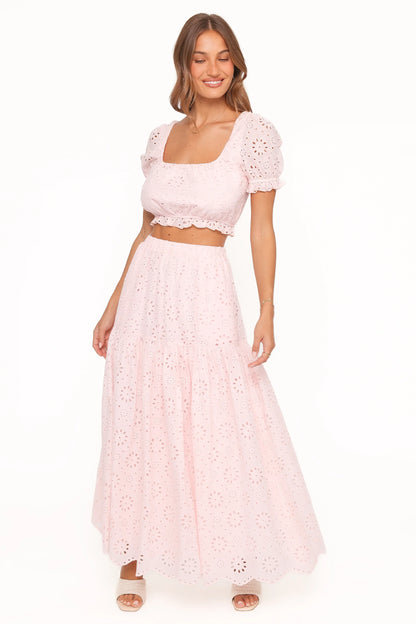 Angelina Skirt Set Pink Broiderie