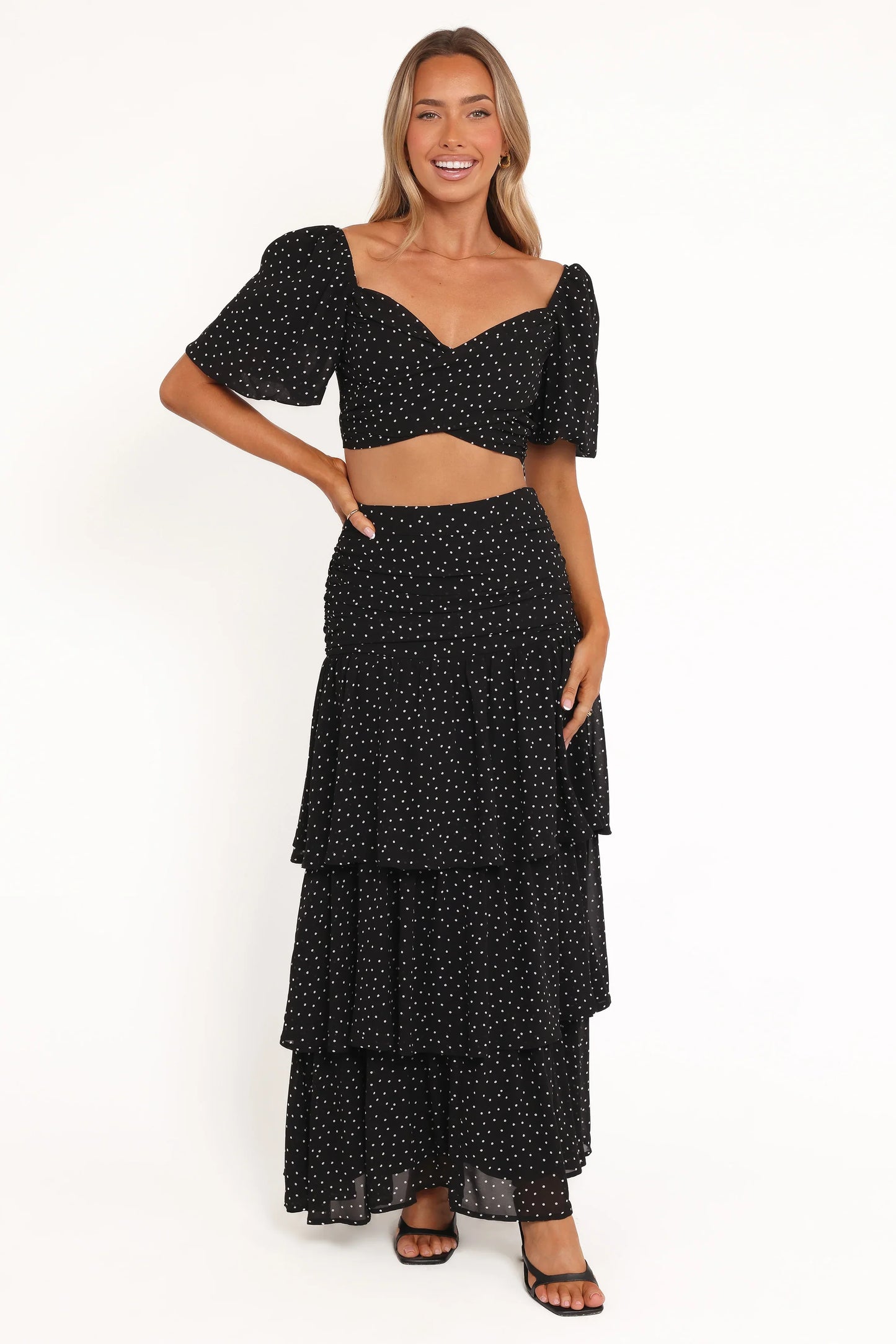 Selina Skirt Set Black Polka Dot