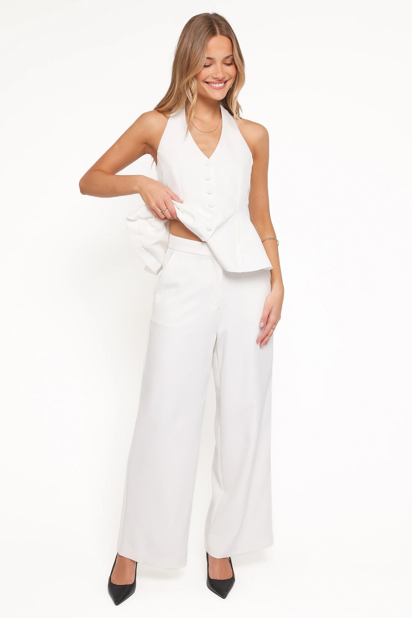 Odelia Halter Vest Pant Set White