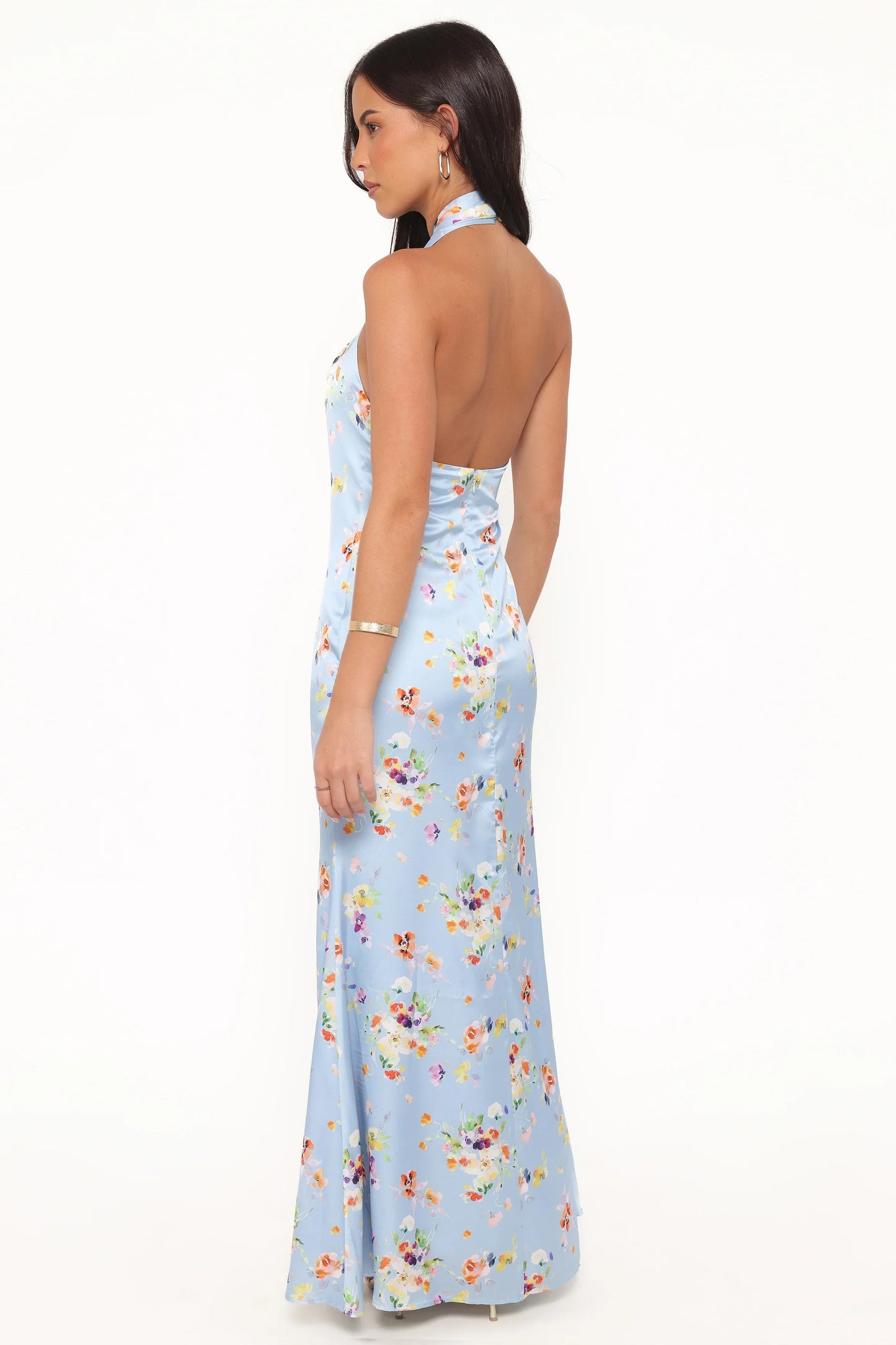 Mila Halterneck Maxi Dress Cornflower Blue Floral