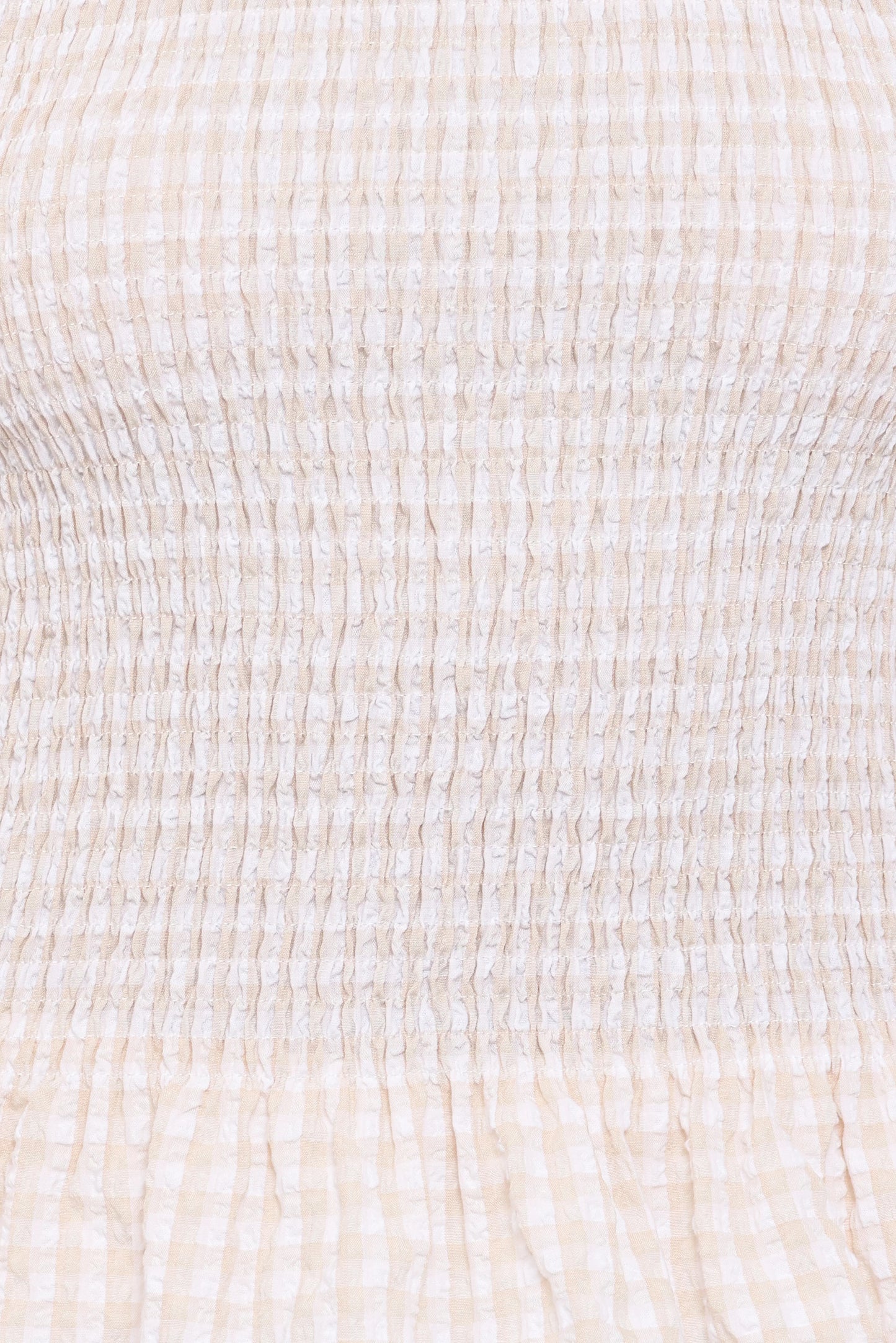 Callista Shirred Waist Top Beige Gingham