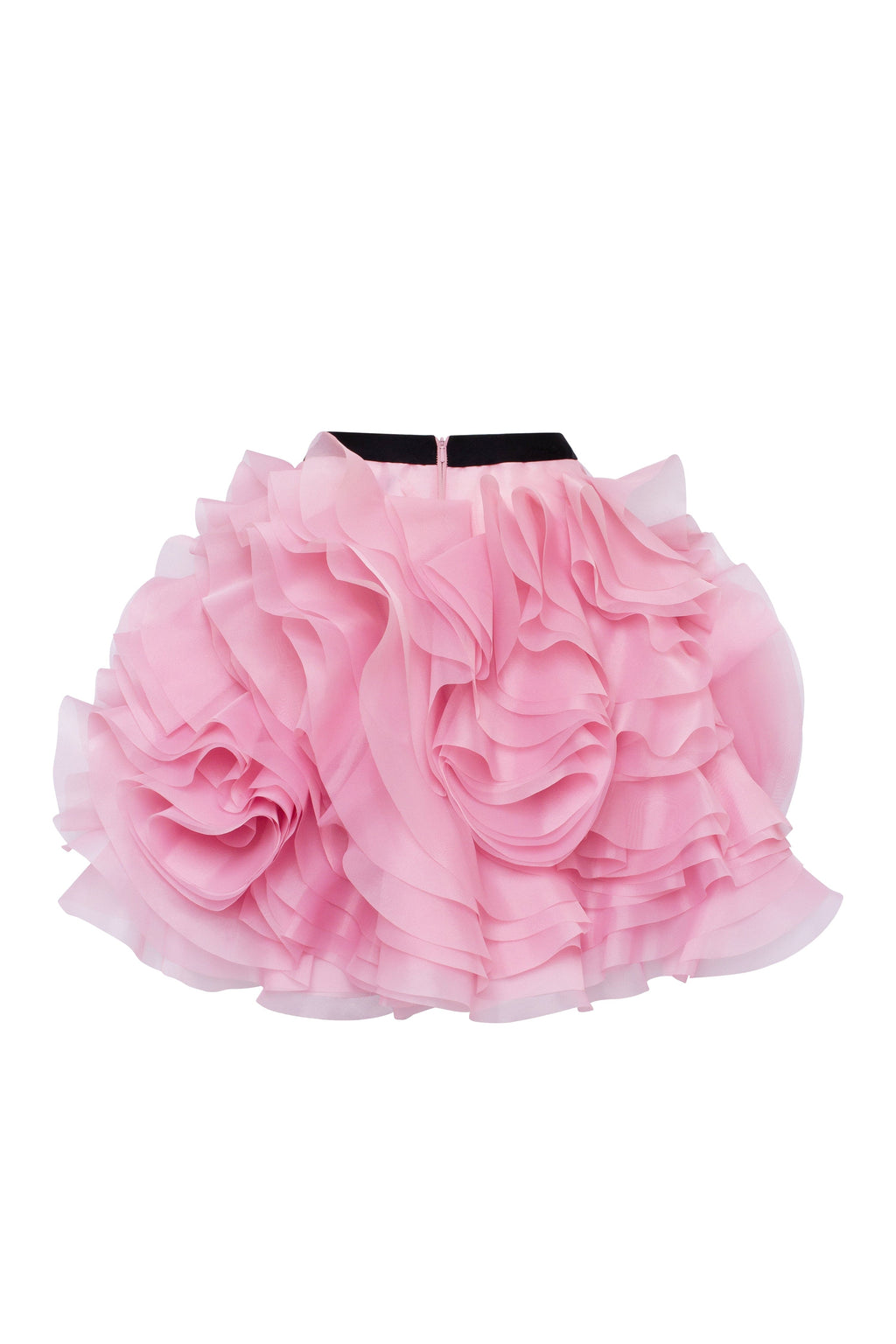 Danceable mini skirt with ruched flower appliques in pink Midnight Walk