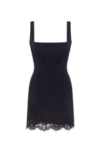 Sultry black corset mini dress with lace hem Parisienne