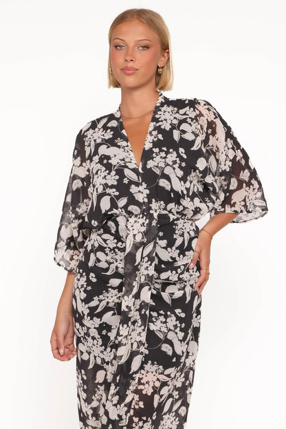 Audrina Maxi Dress Black Floral
