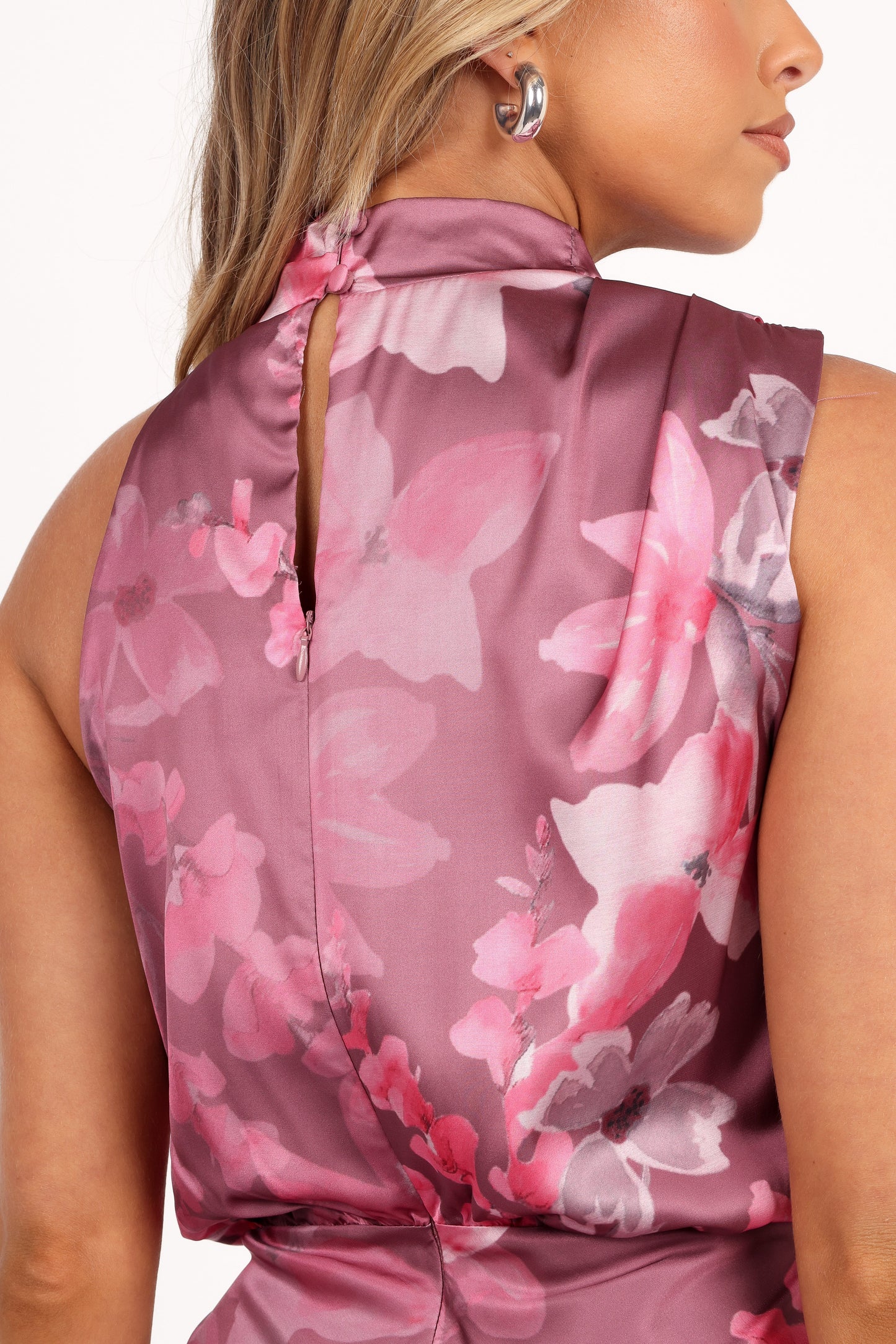 Anabelle Halter Neck Midi Dress Dark Rose Floral