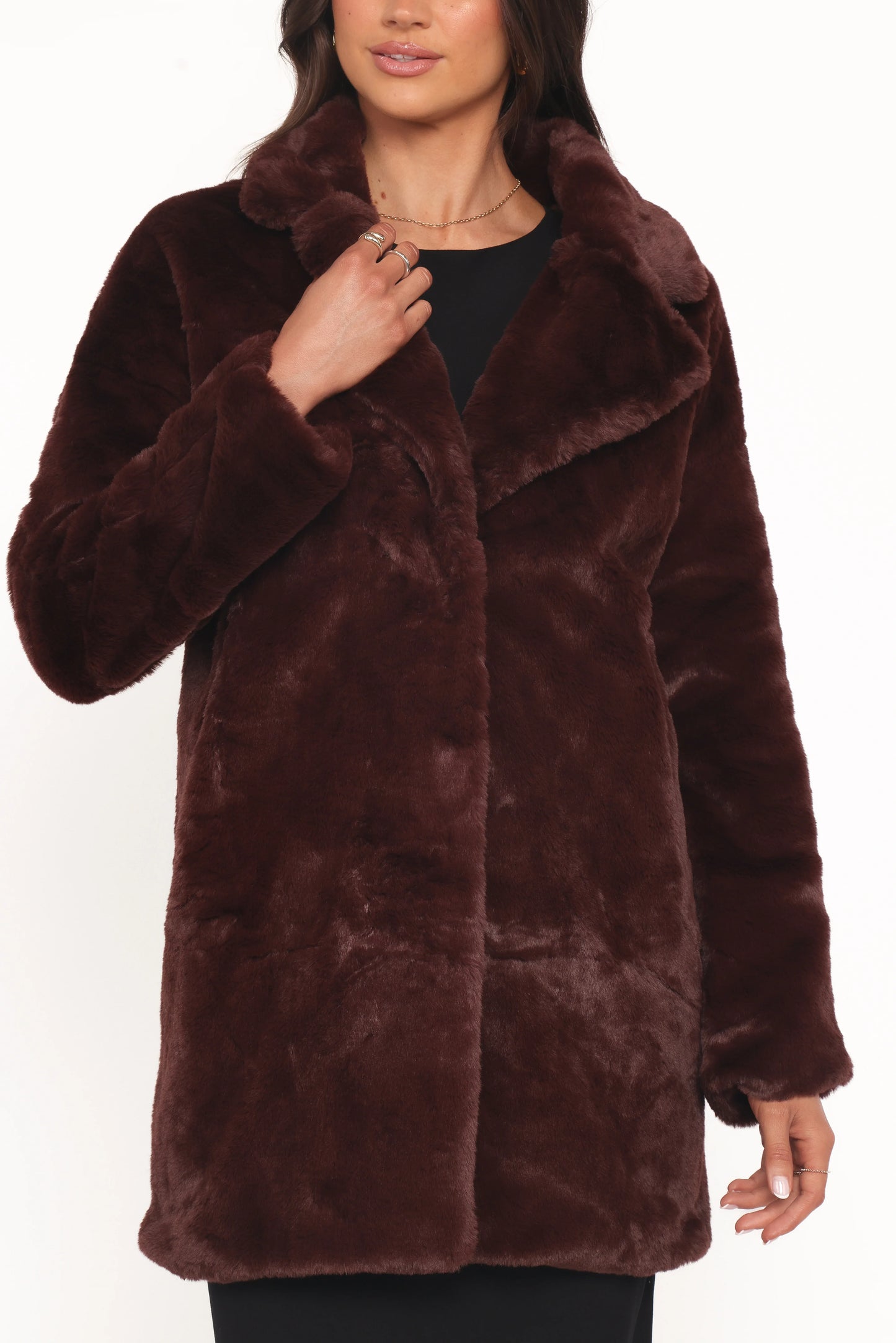 Meeka Faux Fur Jacket Burgundy