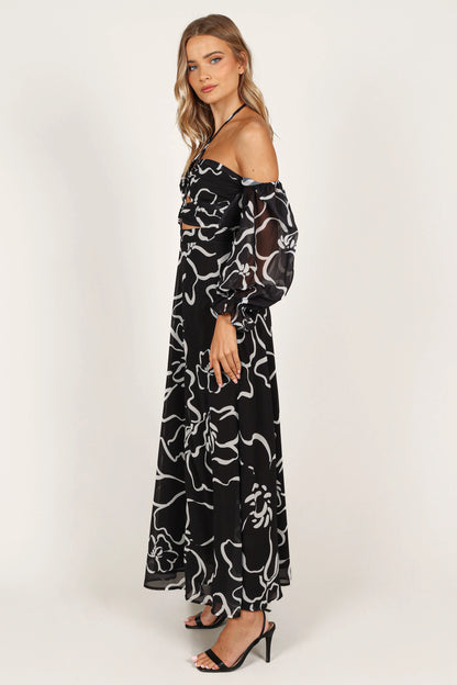 Karma Maxi Dress White Black Floral