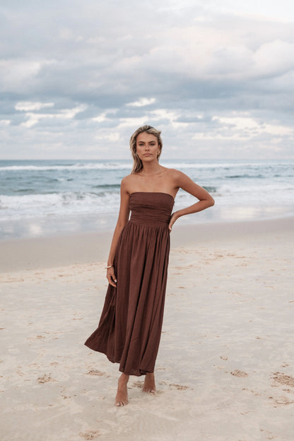 Kayt Strapless Dress Chocolate Brown