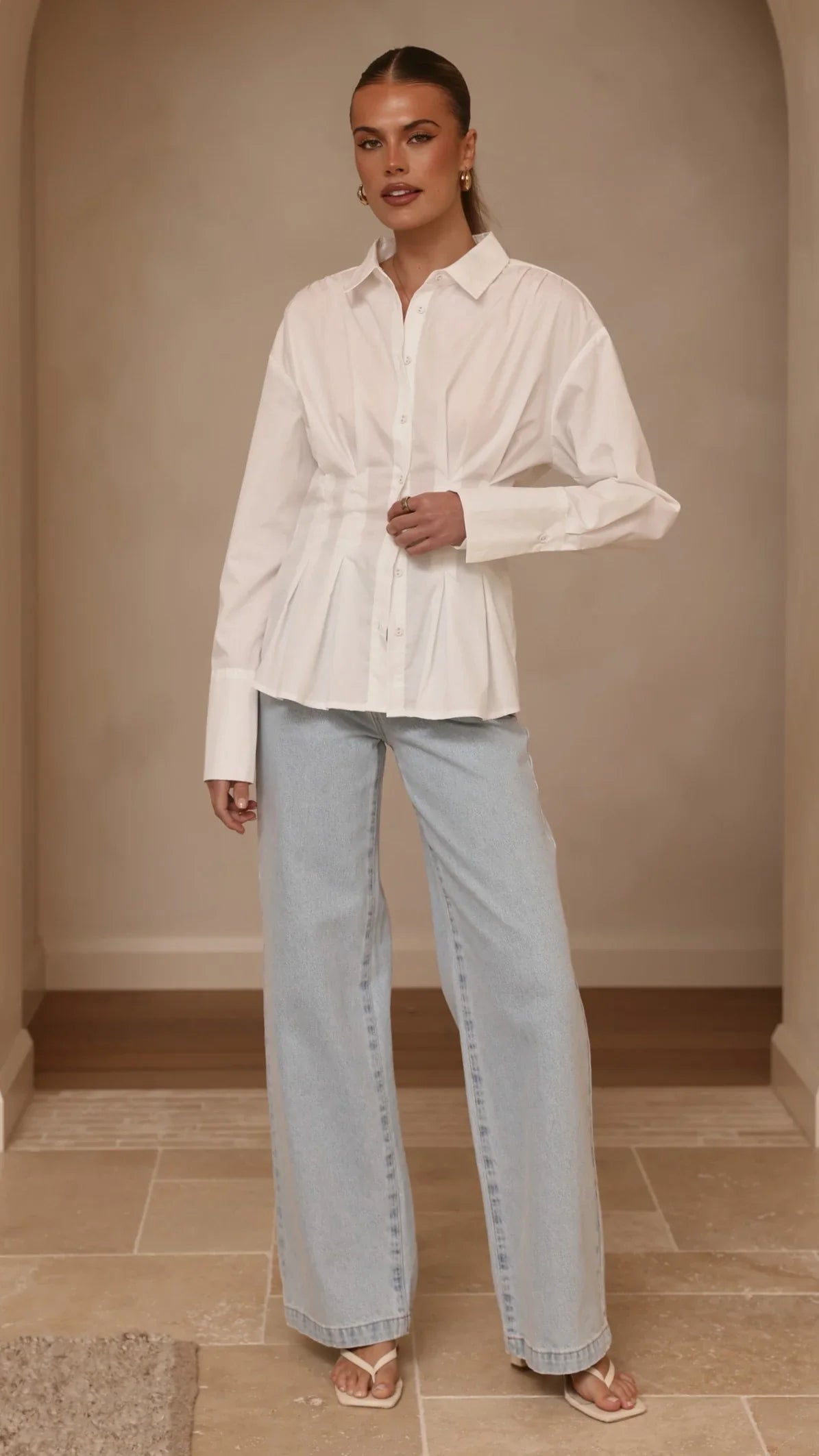 Riley Long Sleeve Top White