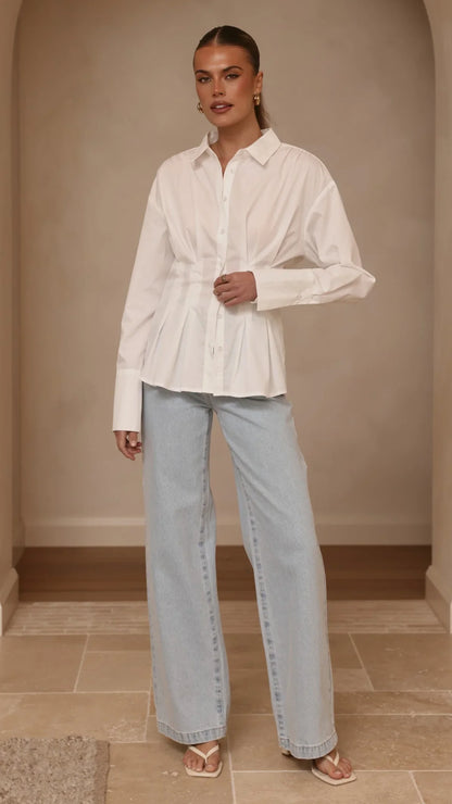 Riley Long Sleeve Top White