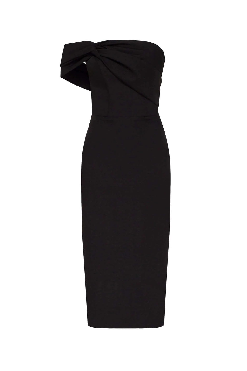 Black Classy midi dress with open neckline