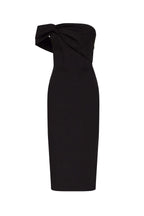 Black Classy midi dress with open neckline