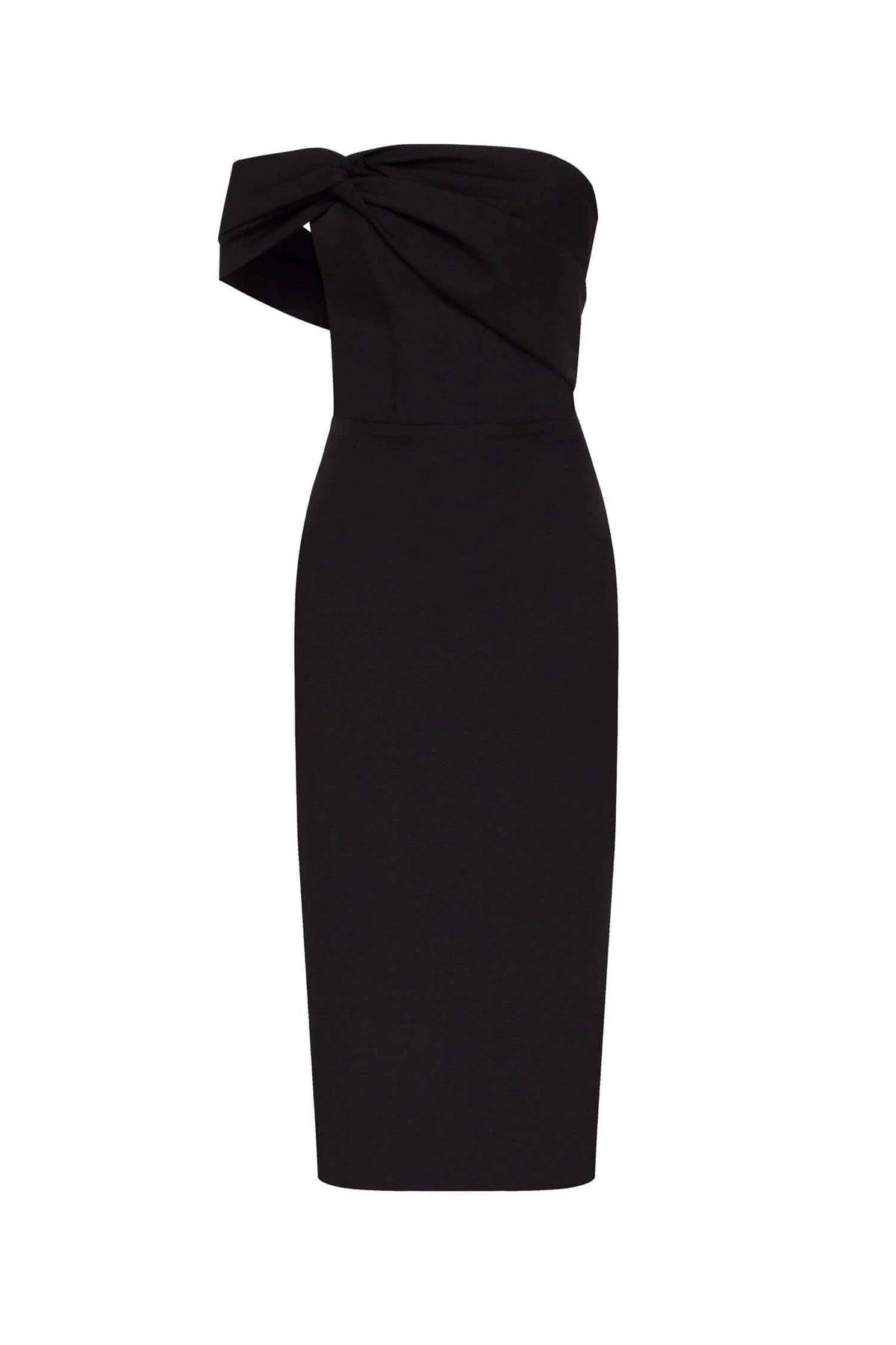 Black Classy midi dress with open neckline