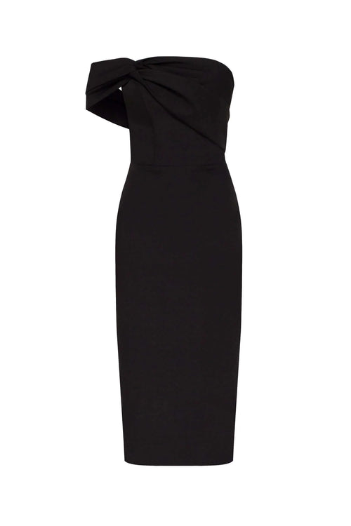 Black Classy midi dress with open neckline