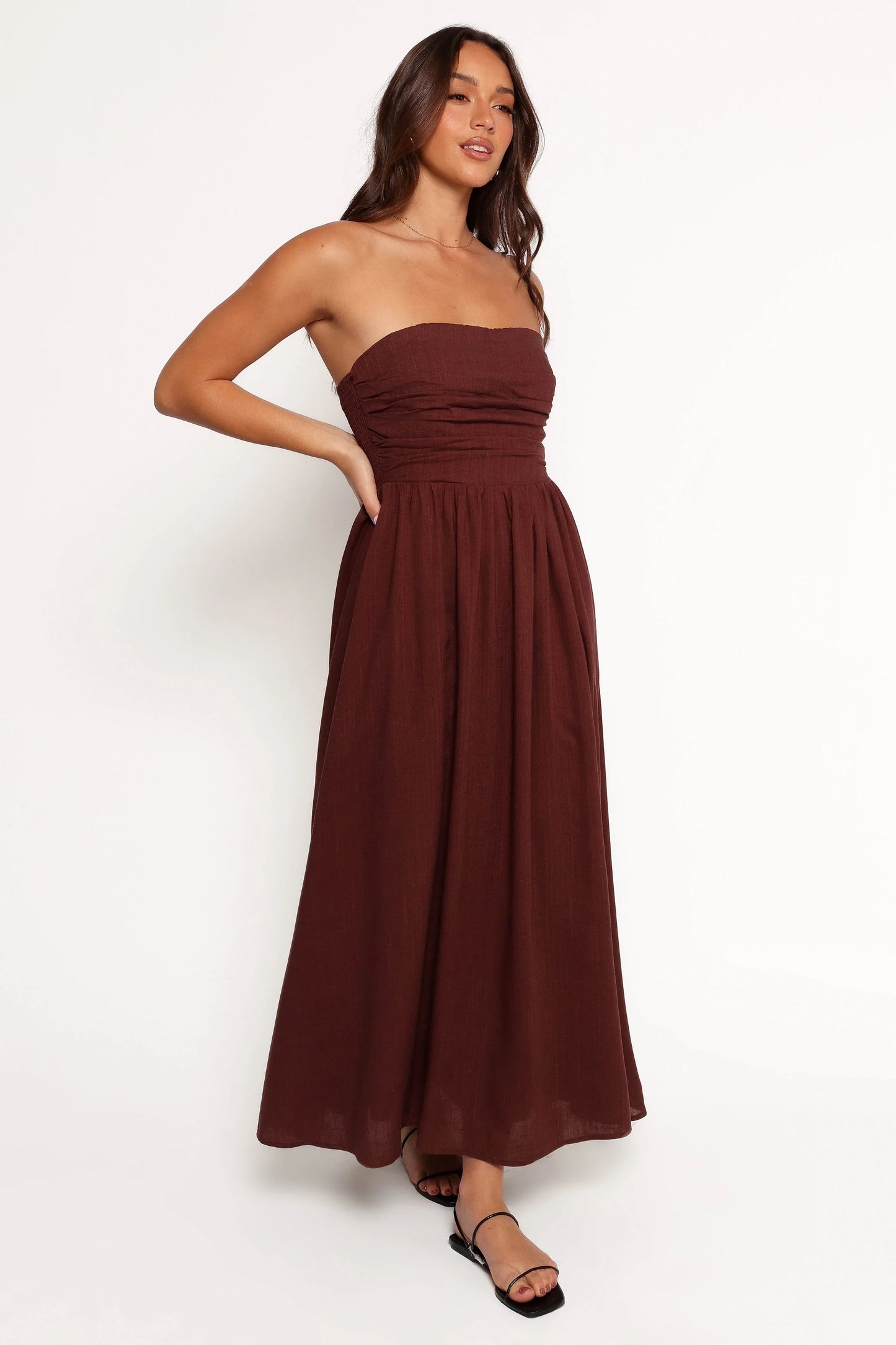 Kayt Strapless Dress Chocolate Brown