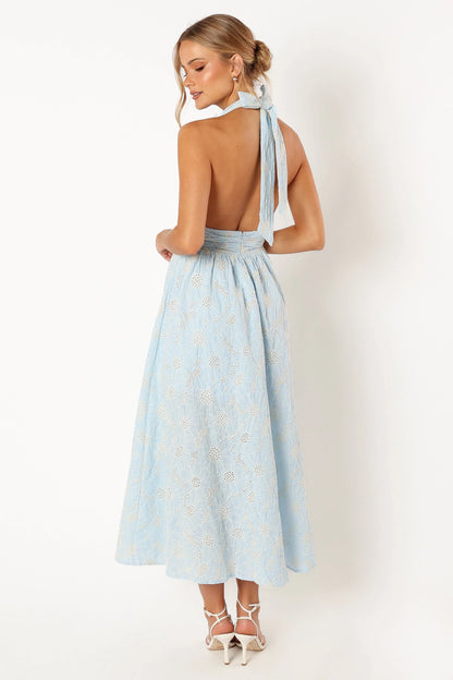 Taila Halterneck Midi Dress Blue Floral
