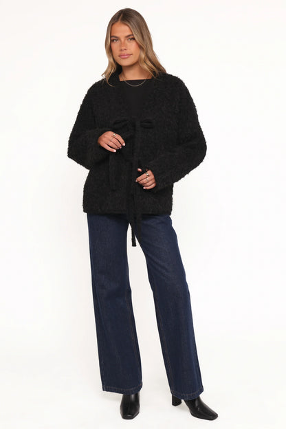 Kimmy Bow Oversized Cardigan Black