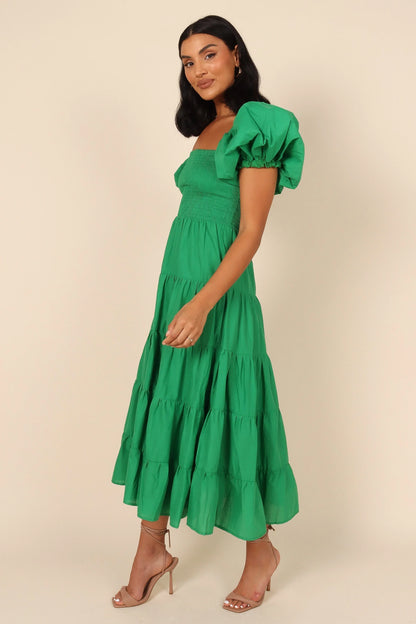 Morgan Tiered Dress Green