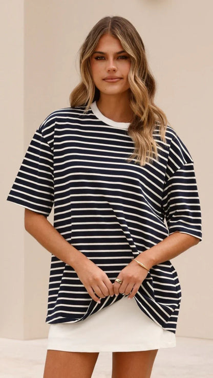 Jeto Oversized Tee Navy White