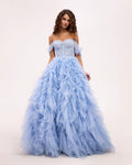 Light Blue All Ruffled Up Evening Simple Dress