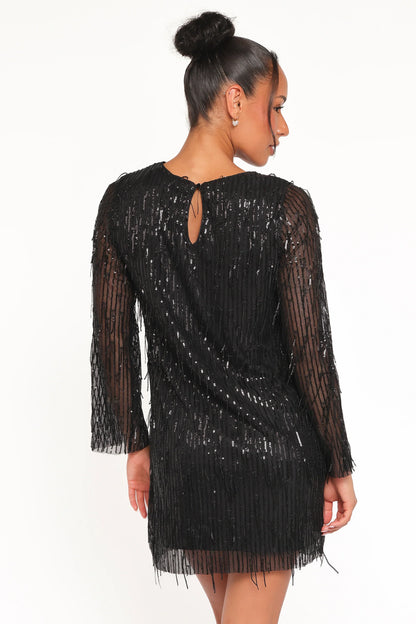 Serena Sequin Mini Dress Black